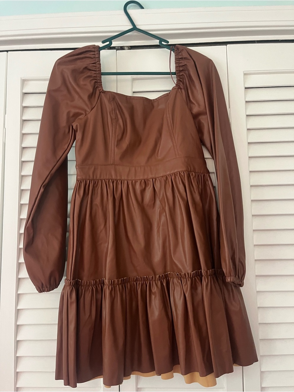 Beginning Boutique Brown Faux Leather Mini Dress